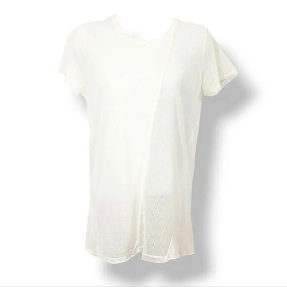 Vintage Y2K Zara Tissue Jersey Knit Crewneck with Sheer Mesh in Ivory Size S - Picture 4 of 9